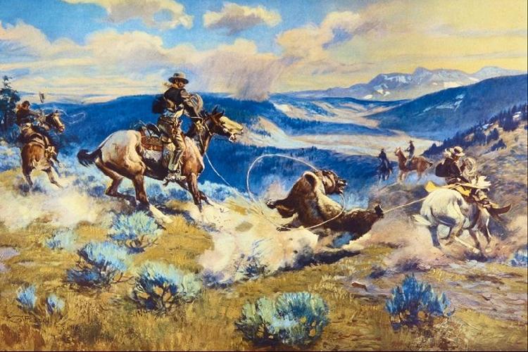 Charles M Russell Loops and Swift Horses are Surer Than Lead Norge oil painting art